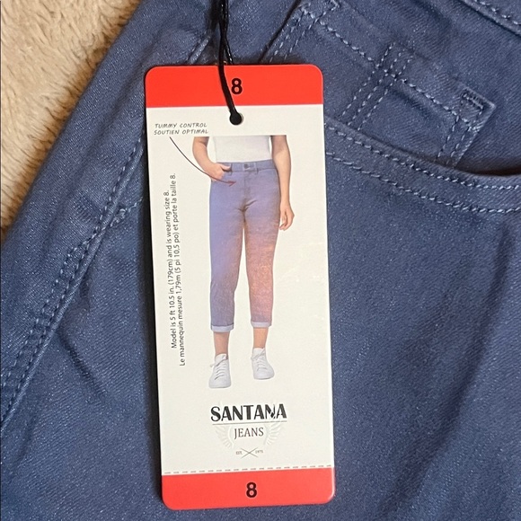 NWT Santana Tummy Control Jeans in Blue Rolled Cuff sz 8 - Picture 2 of 11